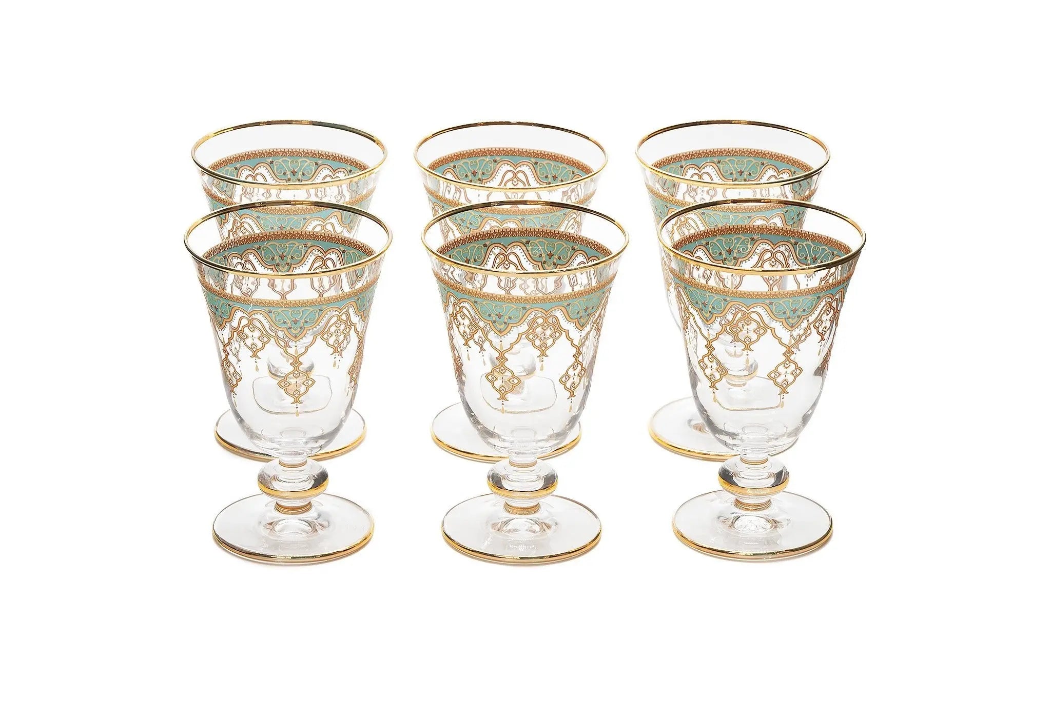 Green Morroccan Ice Cream Glass - 6 Cups - Lemons