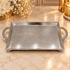 Luxury Hammered Silver Serving Tray with Handles