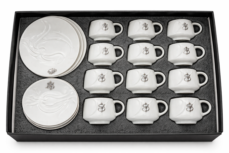 Luxury White Coffee Cup & Saucer Set – 12 Piece Gift Box Set