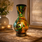 Mosaic Glass Vase w/LED Lit Base - VS08 - 15 x 26cm h