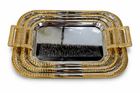 Luxury Gold & Silver Rectangular Serving Tray Set