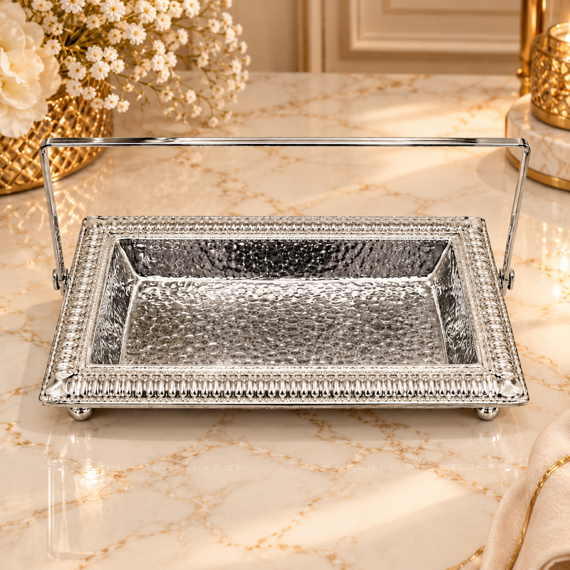 Luxury Silver Rectangular Decorative Tray