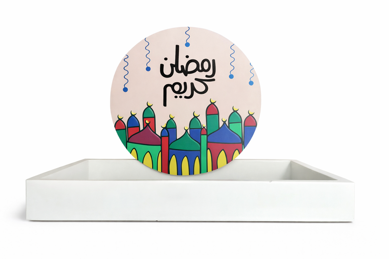 Ramadan Kareem Decorative Tray with Mosque Backboard 18317-6