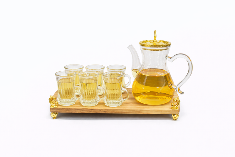 Glass Tea Set with Tray (Teapot + 6 Cups) 18335-16, 21
