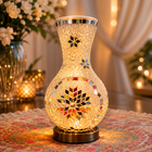 Mosaic Glass Vase w/LED Lit Base - VS08 - 15 x 26cm h