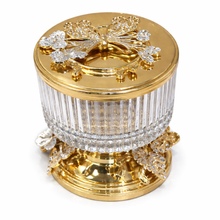 Luxury Crystal Treat Bowl with Lid – Gold Floral Design