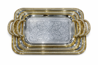 Luxury Gold & Silver Rectangular Serving Tray with Textured Center