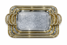 Luxury Gold & Silver Rectangular Serving Tray with Textured Center