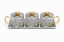Luxury 3-Piece Crystal Treat Jar Set with Gold Tray