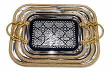 Ornate Rectangular Serving Tray with Dual Handles