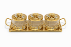 Luxury 3-Piece Crystal Treat Jar Set with Gold Tray