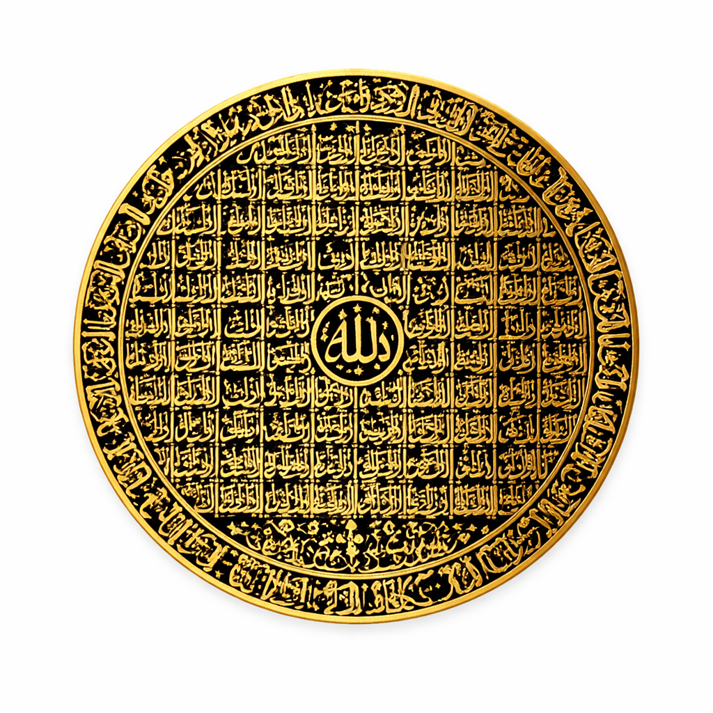 Ayatul Kursi Round Wall Art – Full Arabic Calligraphy Design 18339-7