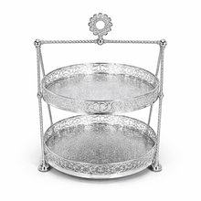 Luxury 2-Tier Crystal Serving Stand – Silver Finish