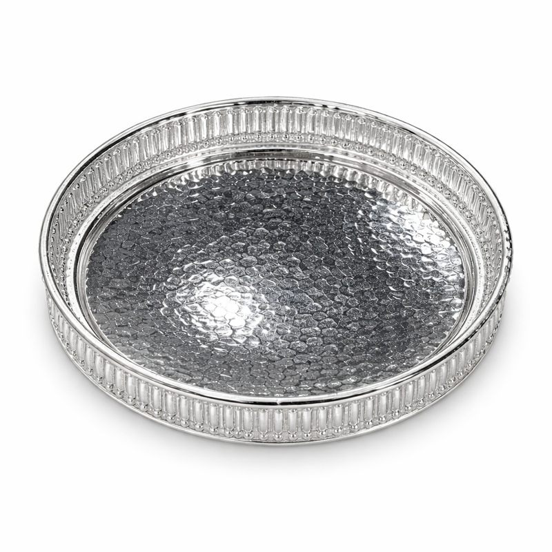 Elegant Silver Round Decorative Tray