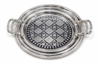 Ornate Round Serving Tray with Side Handles