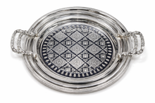 Ornate Round Serving Tray with Side Handles