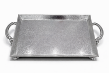 Luxury Hammered Silver Serving Tray with Handles