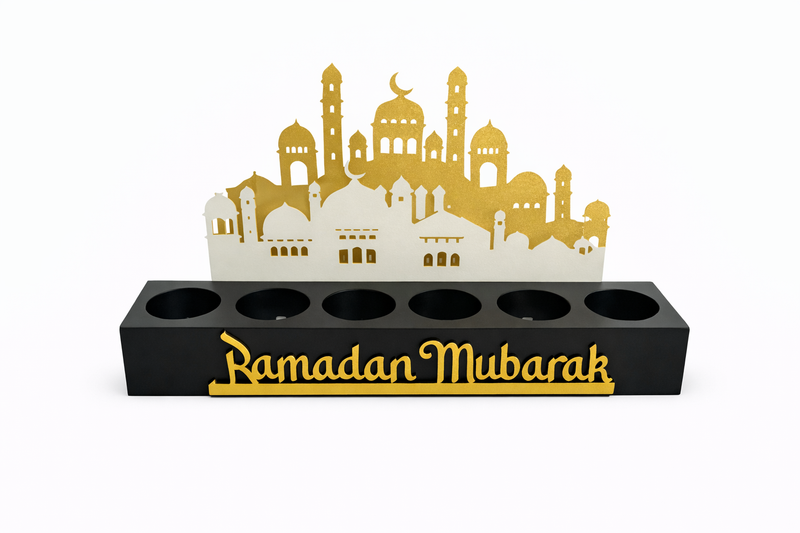 Black Ramadan Mubarak Mosque Tea Light Holder Tray
