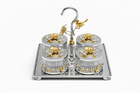 Luxury 4-Piece Crystal Treat Jar Set with Ornate Gold Stand