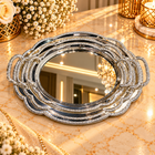 Elegant Silver Oval Serving Tray Set with Handles