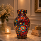 Mosaic Glass Vase w/LED Lit Base - VS01 - 17 x 25cm h