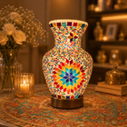 Mosaic Glass Vase w/LED Lit Base - VS05 - 14 x 19cm h