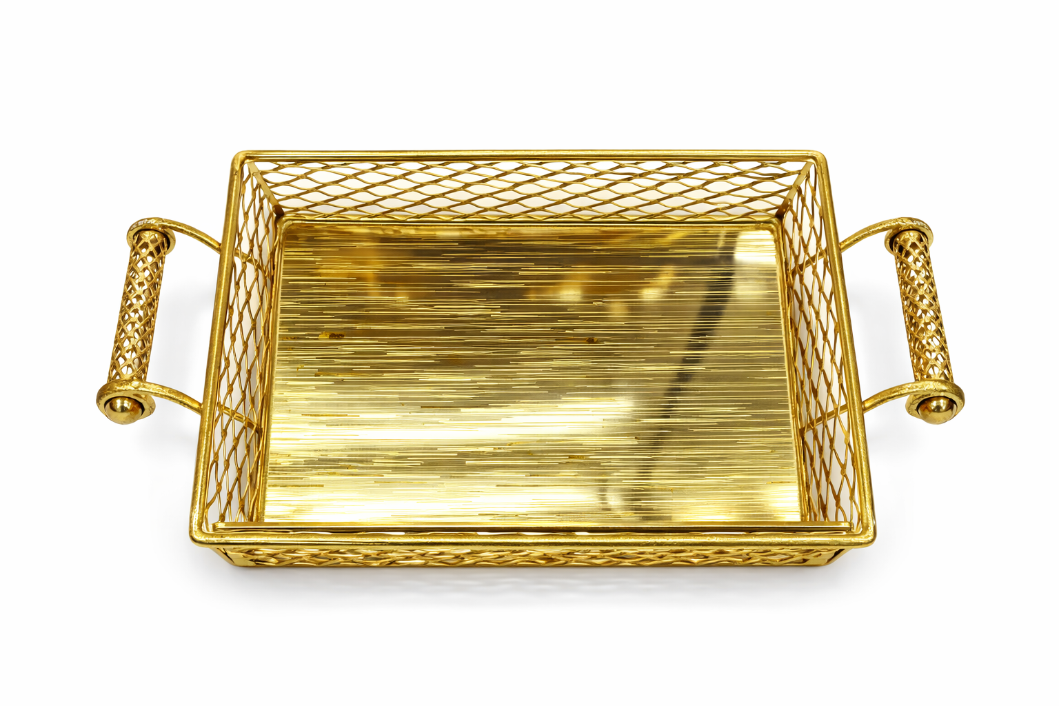 Luxury Gold Square Serving Tray with Handles