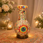 Mosaic Glass Vase w/LED Lit Base - VS08 - 15 x 26cm h