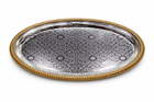 Luxury Oval Silver Tray with Gold Rim