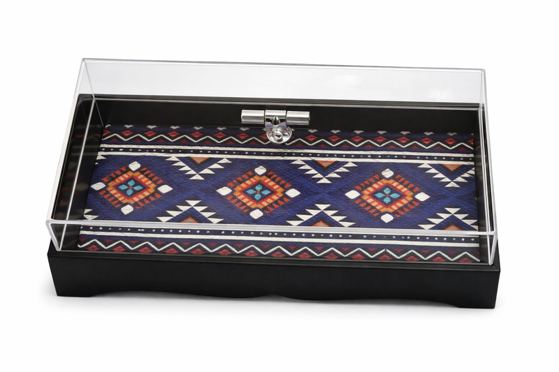 18315-12  Black Acrylic Geometric Pattern Display Box with Lid (Copy)