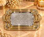 Luxury Gold & Silver Rectangular Serving Tray with Textured Center