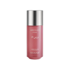 Assaf Arrogate Pink Rose perfume in a soft pink frosted bottle with a silver cap.