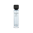Frankel Blue Elixir perfume bottle with clear glass design and black cap.