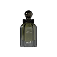 Hooked Pour Homme by Rue Broca in sleek smoky bottle with bold black bow tie.