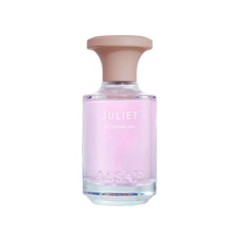 Light purple perfume bottle with beige cap labeled “Juliet Victorian Era”.