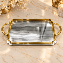 Elegant Gold Rectangular Serving Tray with Handles
