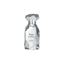 Arabiyat Prestige Marwa perfume bottle in faceted silver design with Arabic and English text.
