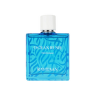 Blue square bottle of Ocean Rush Pour Homme with white cap and wave pattern design.