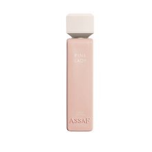 Assaf Pink Lady perfume bottle in soft blush pink glass with a square white cap.