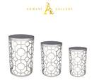 Silver Mirrored Nest of Tables - Style 3 - Armani Gallery