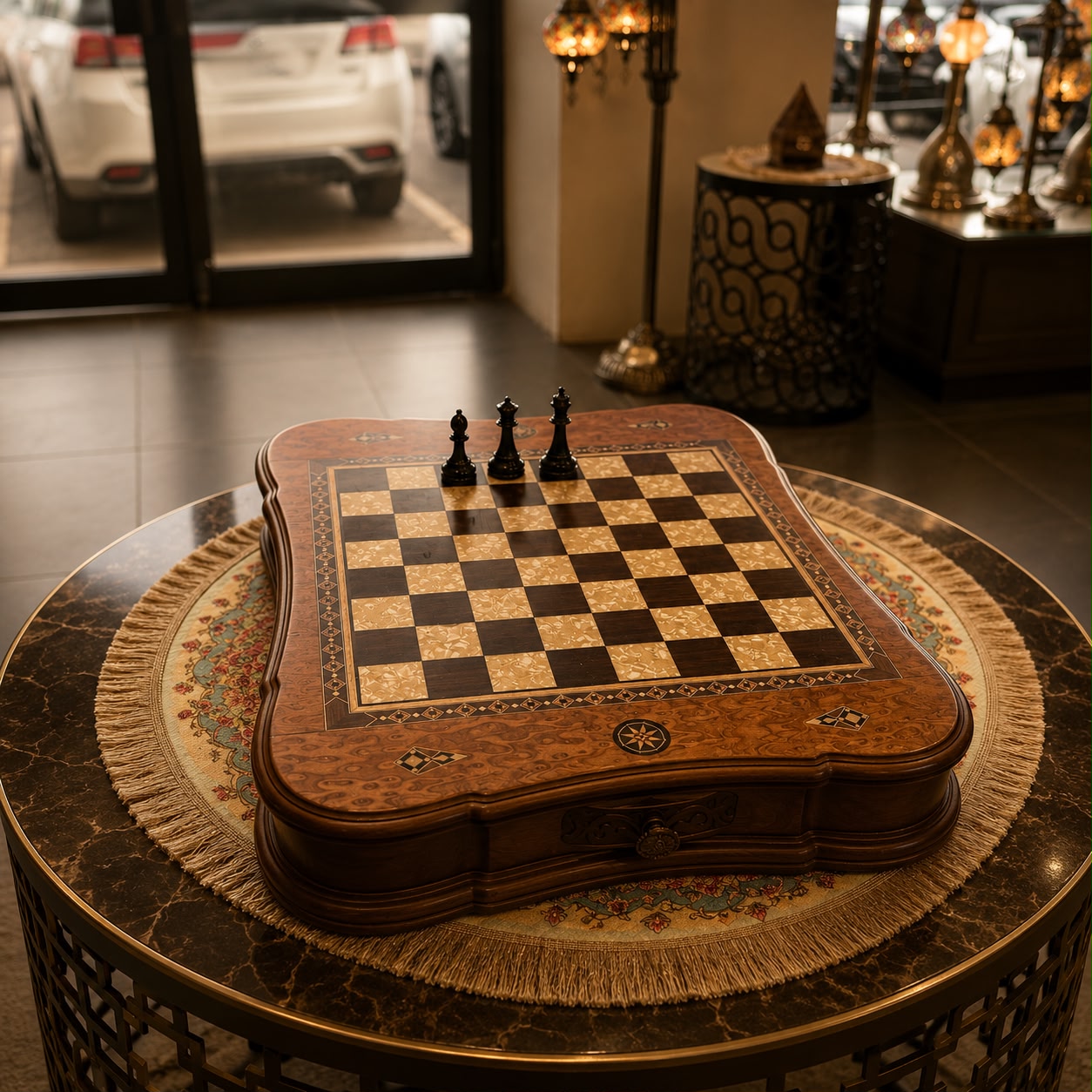Square Curve Chess Boead With Draws