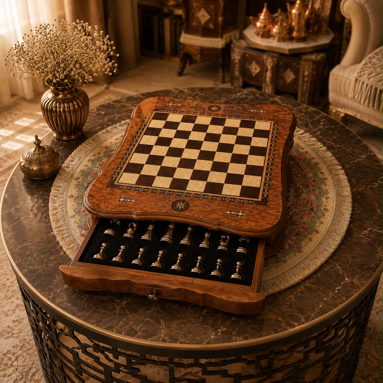 Square Curve Chess Boead With Draws