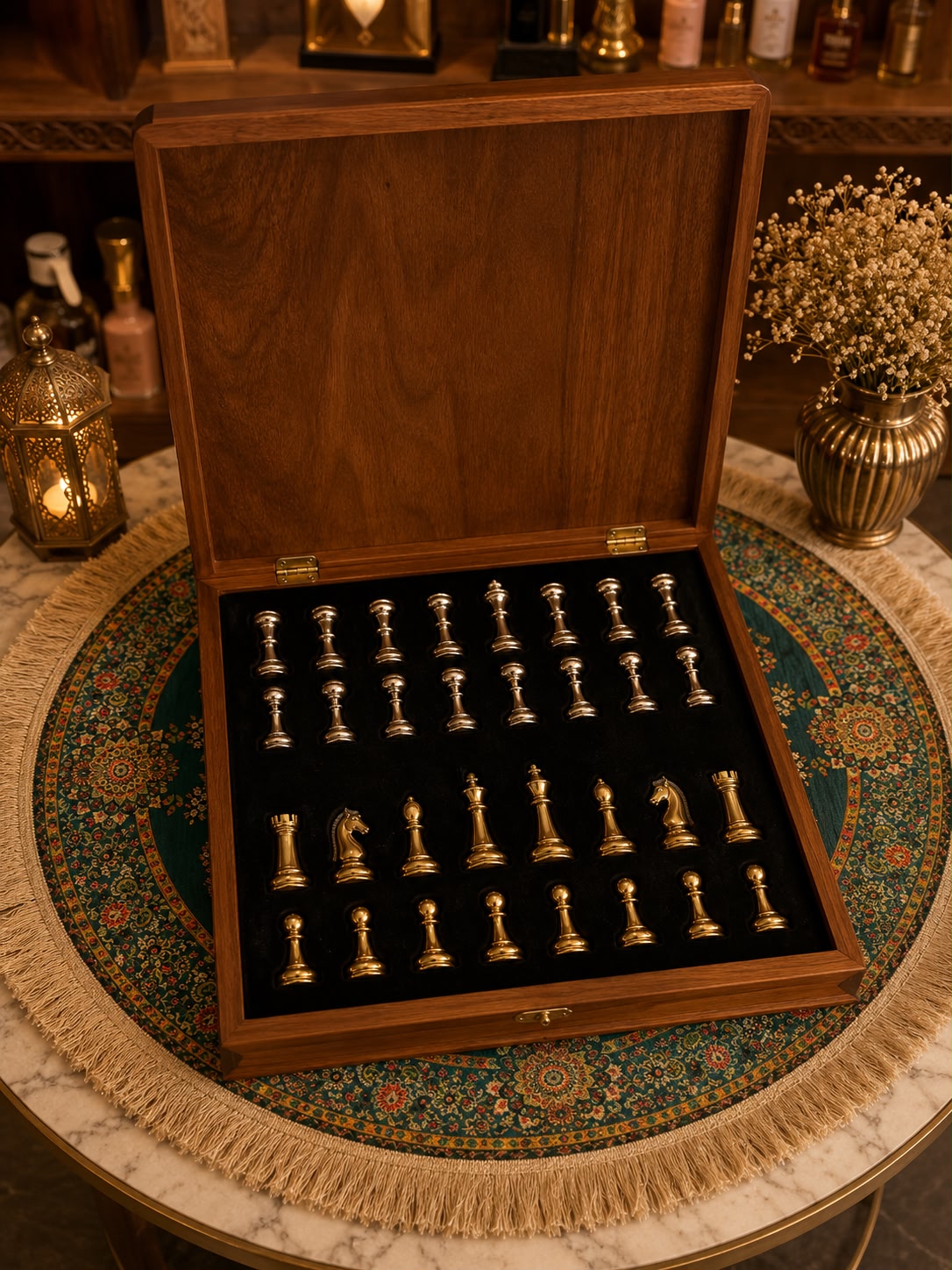 Square Box Chess Board With Draws - Small