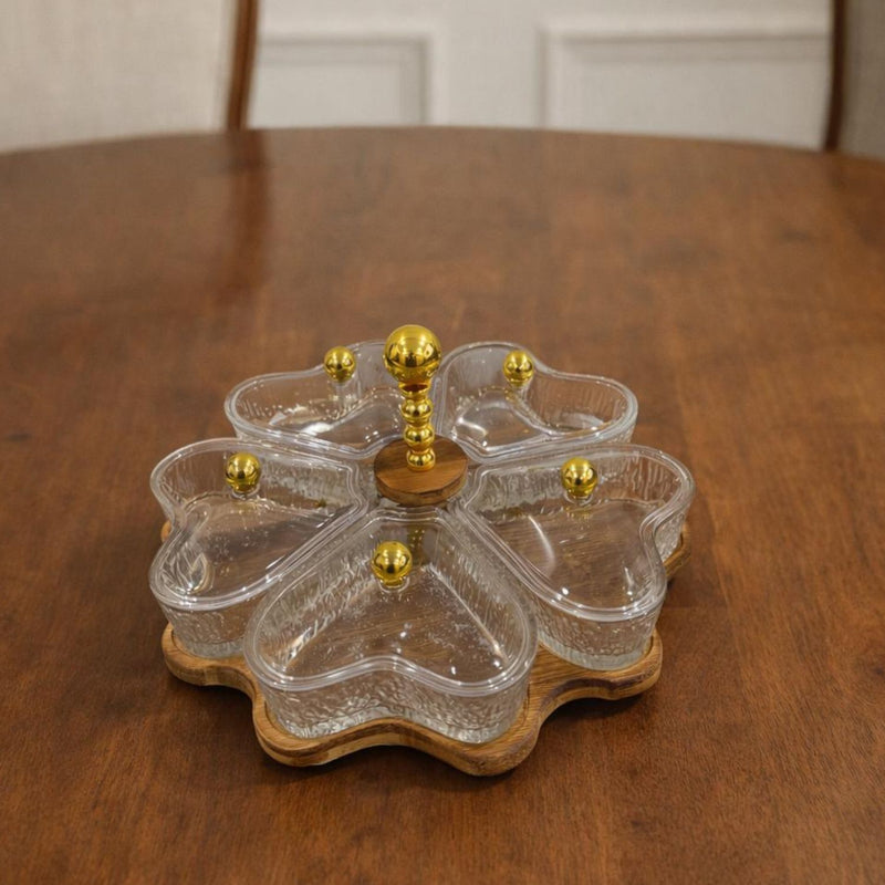 Flower Shaped Snack Serving Tray with Lid
