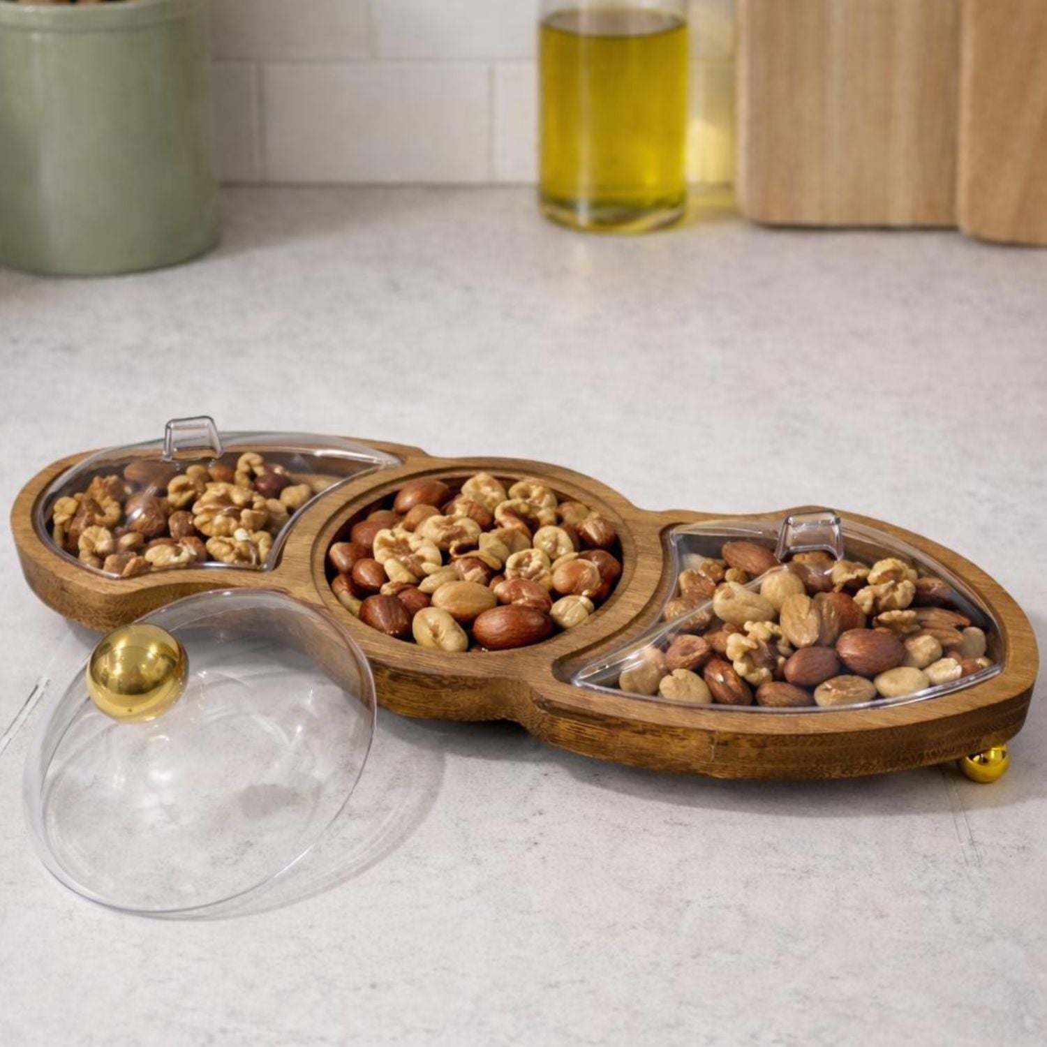 Triple Section Covered Snack Dish with Lid18335-31