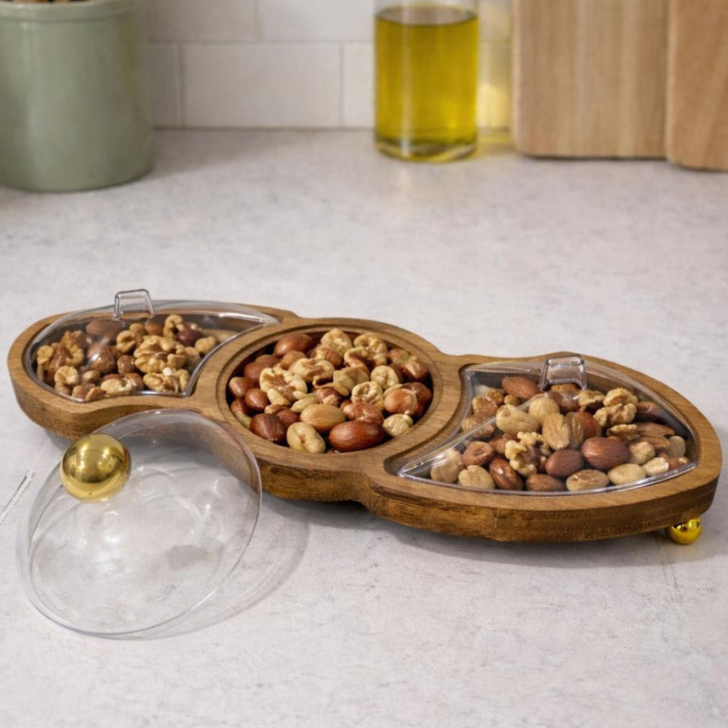 Triple Section Covered Snack Dish with Lid18335-31