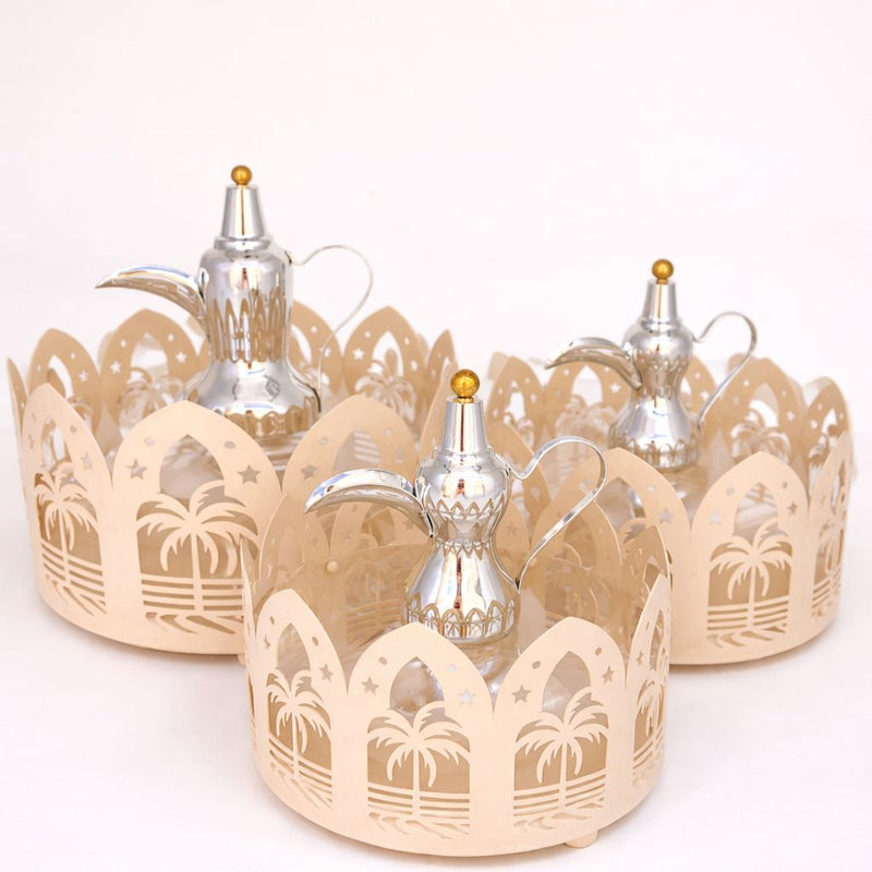 Arabic Coffee Dallah Holder Set with Palm Cut-Out Design 18341-1, 2, 3