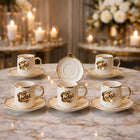 Luxury White & Gold Rose Teacup and Saucer Set – Scalloped Edge