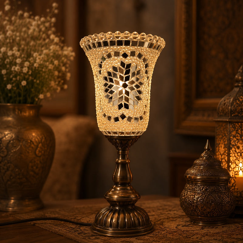 Mosaic Glass Bell Table Lamp - YMA401-DZ - 14 x 14 x 32cm h