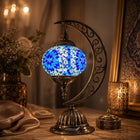 Mosaic Glass Crescent Table Lamp - YL15S - 18 x 25 x 40cm h